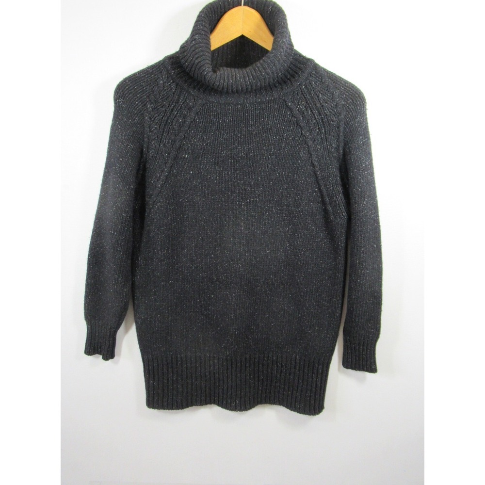 Vintage Y2K GAP Lambswool Silk Turtleneck Sweater Women Small Charcoal Oversized
